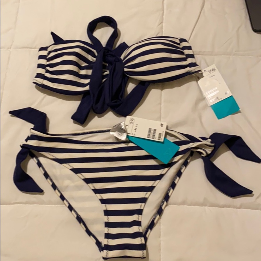 NWT H&M Blue & White Striped Bikini